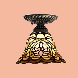 Lámpara de cúpula absorbente de vidrio emplomado de artes creativas rurales europeas