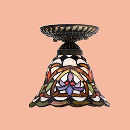 Lámpara de cúpula absorbente de vidrio emplomado de artes creativas rurales europeas