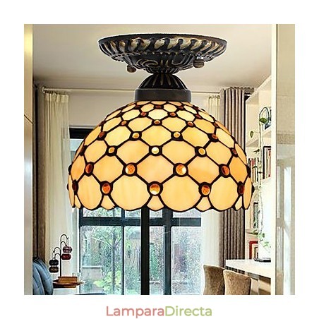 Lámpara de cúpula absorbente de vidrio emplomado de artes creativas rurales europeas Lámpara de cúpula absorbente de vidrio emplomado de artes creativas rurales europeas