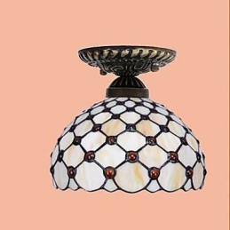 Lámpara de cúpula absorbente de vidrio emplomado de artes creativas rurales europeas