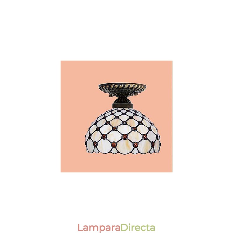 Lámpara de cúpula absorbente de vidrio emplomado de artes creativas rurales europeas