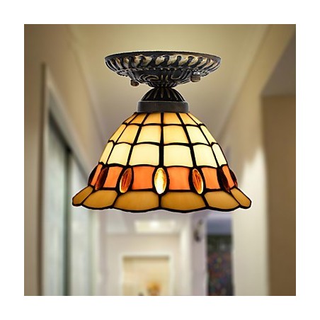 Lámpara de cúpula absorbente de vidrio emplomado de artes creativas rurales europeas Lámpara de cúpula absorbente de vidrio emplomado de artes creativas rurales europeas