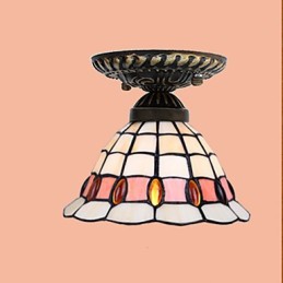 Lámpara de cúpula absorbente de vidrio emplomado de artes creativas rurales europeas