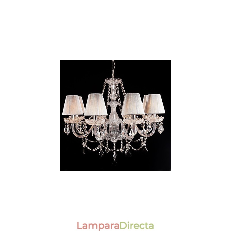 Lámpara de araña de cristal de lujo moderna de 8 luces con pantalla de tela