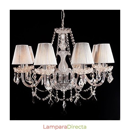 Lámpara de araña de cristal de lujo moderna de 8 luces con pantalla de tela Lámpara de araña de cristal de lujo moderna de 8 luces con pantalla de tela