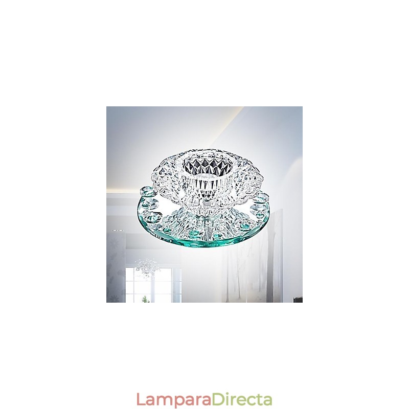 Lámpara empotrada moderna de metal cromado estilo mini de cristal contemporáneo