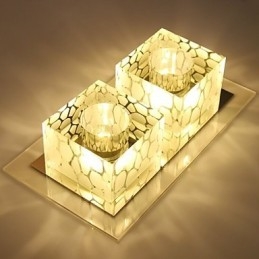 Lámpara de techo de cristal de 27 x 15 x 5 cm, foco SMD de 6 W, lámpara creativa, tubo de luz, luz de cúpula de colores.