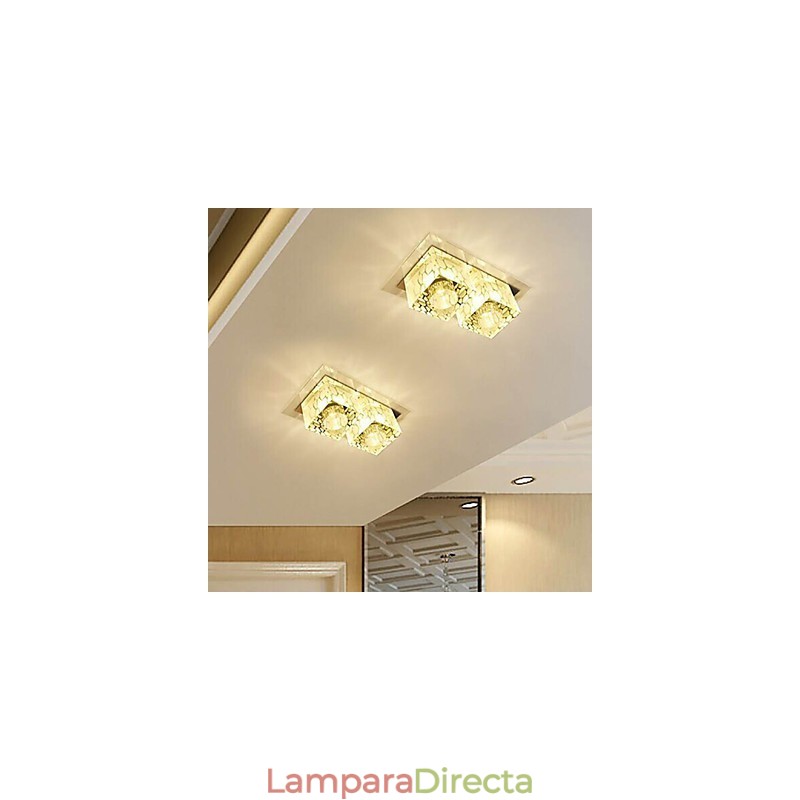 Lámpara de techo de cristal de 27 x 15 x 5 cm, foco SMD de 6 W, lámpara creativa, tubo de luz, luz de cúpula de colores.