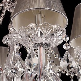 Lámpara de araña de cristal de lujo moderna de 8 luces con pantalla de tela