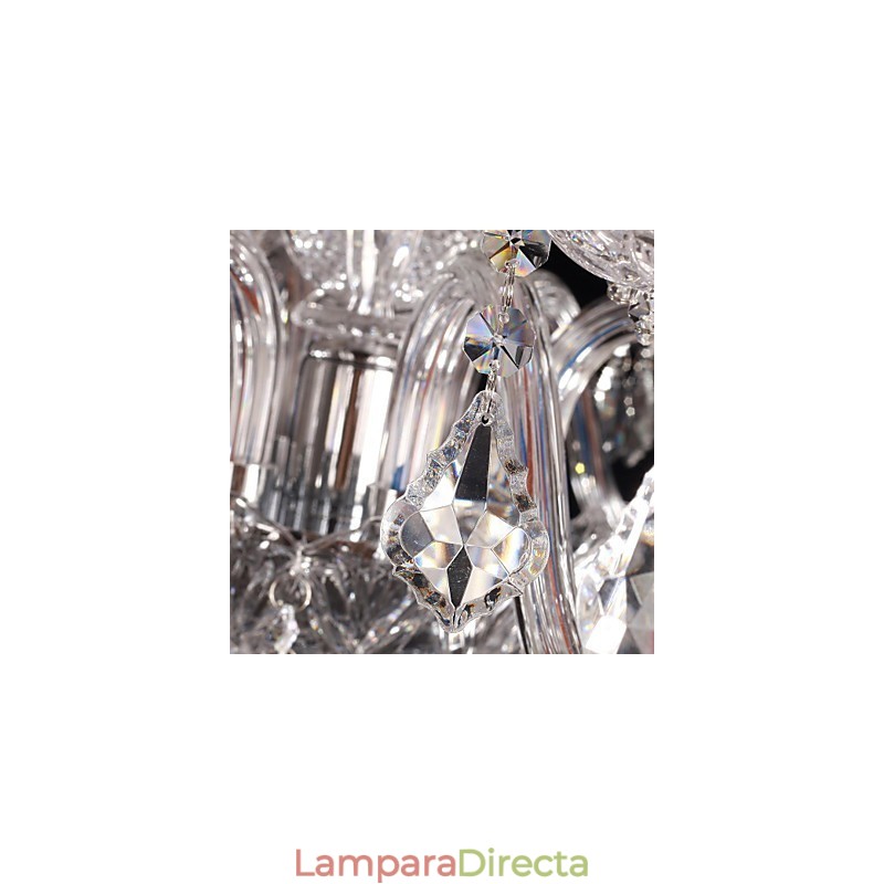Lámpara de araña de cristal de lujo moderna de 8 luces con pantalla de tela