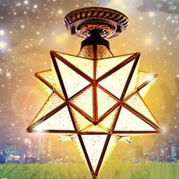 Estrellas de vitrales de artes creativas rurales europeas para absorber la luz de la lámpara de cúpula