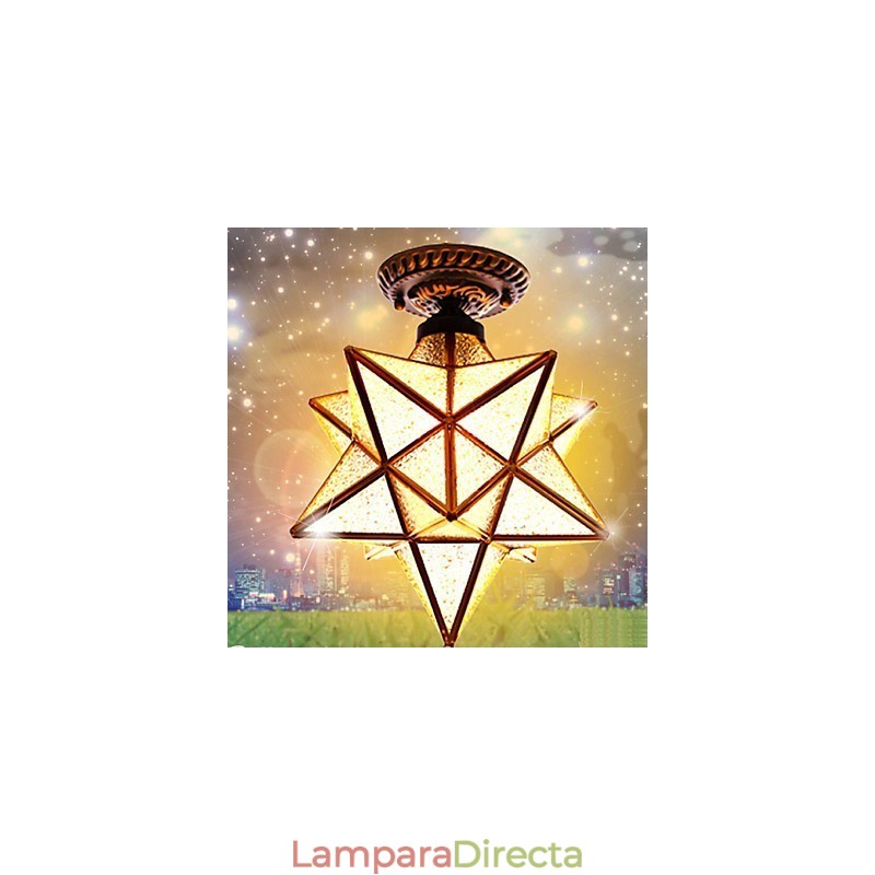 Estrellas de vitrales de artes creativas rurales europeas para absorber la luz de la lámpara de cúpula