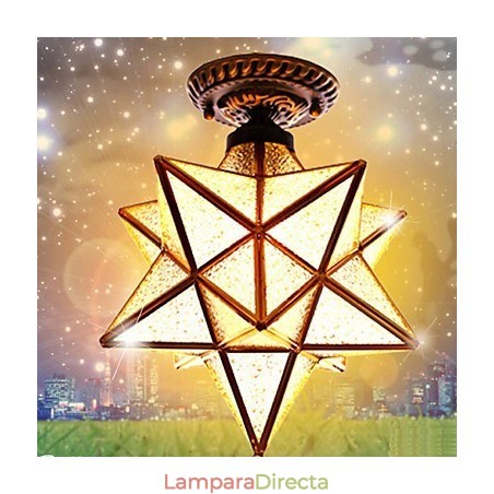 Estrellas de vitrales de artes creativas rurales europeas para absorber la luz de la lámpara de cúpula Estrellas de vitrales de artes creativas rurales europeas para absorber la luz de la lámpara de cúpula