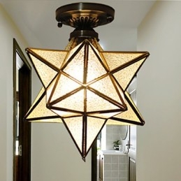 Estrellas de vitrales de artes creativas rurales europeas para absorber la luz de la lámpara de cúpula