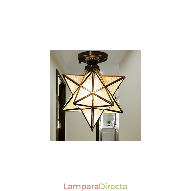 Estrellas de vitrales de artes creativas rurales europeas para absorber la luz de la lámpara de cúpula
