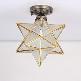 Estrellas de vitrales de artes creativas rurales europeas para absorber la luz de la lámpara de cúpula