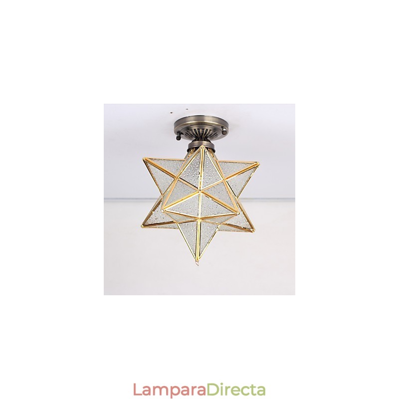 Estrellas de vitrales de artes creativas rurales europeas para absorber la luz de la lámpara de cúpula