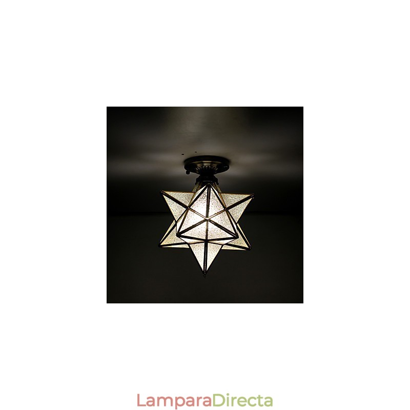 Estrellas de vitrales de artes creativas rurales europeas para absorber la luz de la lámpara de cúpula
