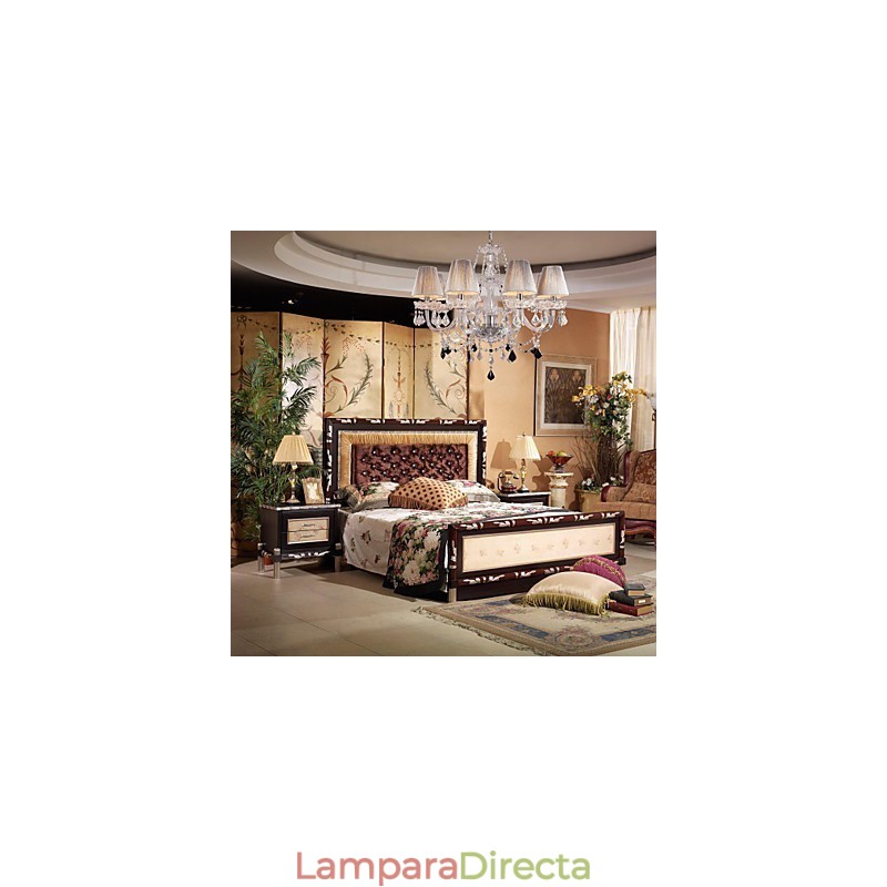 Lámpara de araña de cristal de lujo moderna de 8 luces con pantalla de tela
