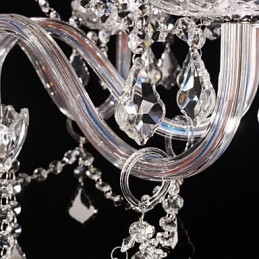Lámpara de araña de cristal de lujo moderna de 8 luces con pantalla de tela