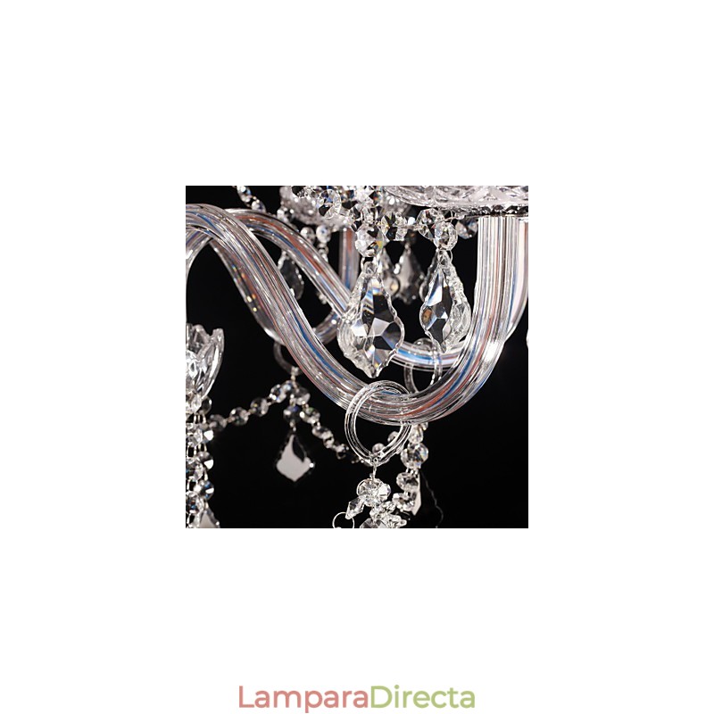 Lámpara de araña de cristal de lujo moderna de 8 luces con pantalla de tela