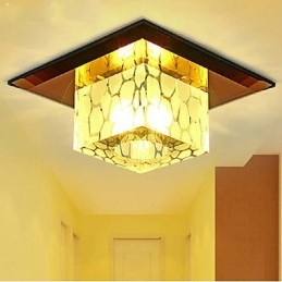 Mini lámpara de techo de cristal, foco de 3 W, lámpara creativa, tubo de luz, luz de cúpula cuadrada de colores.