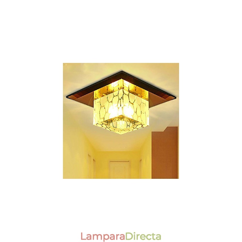 Mini lámpara de techo de cristal, foco de 3 W, lámpara creativa, tubo de luz, luz de cúpula cuadrada de colores.