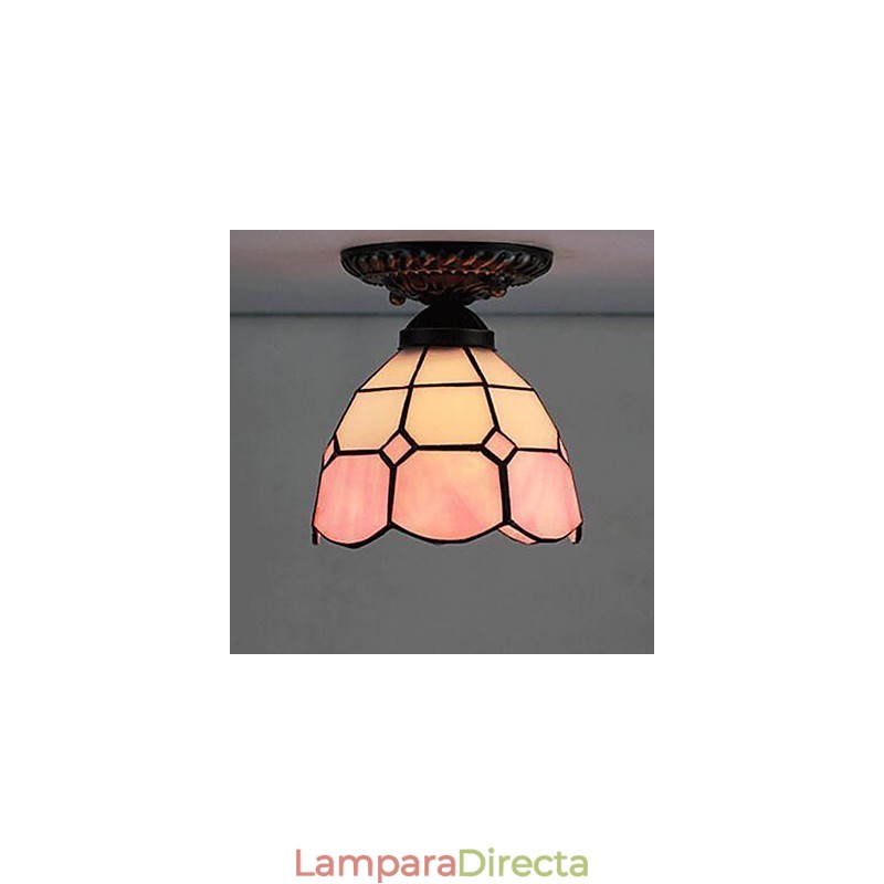 17 * Lámpara de cúpula absorbente de vidrio emplomado de arte creativo rural europeo