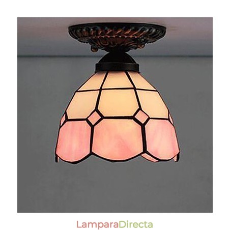 17 * Lámpara de cúpula absorbente de vidrio emplomado de arte creativo rural europeo