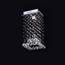 Lámpara de araña moderna contemporánea de metal galvanizado con cristal y montaje empotrado