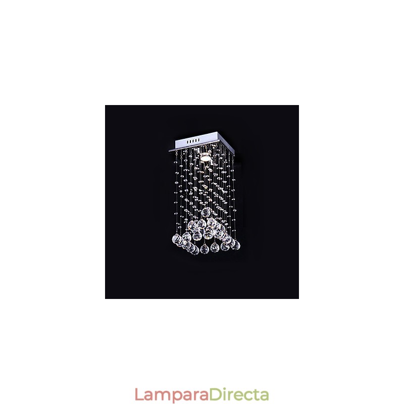 Lámpara de araña moderna contemporánea de metal galvanizado con cristal y montaje empotrado