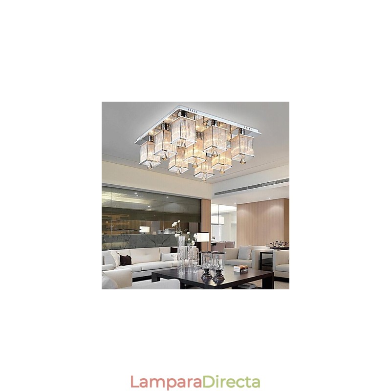 Lámpara de techo moderna contemporánea de metal cromado y cristal