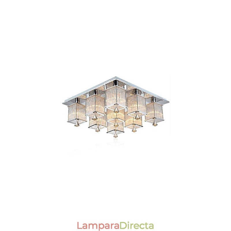 Lámpara de techo moderna contemporánea de metal cromado y cristal