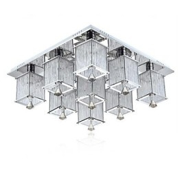 Lámpara de techo moderna contemporánea de metal cromado y cristal