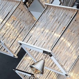 Lámpara de techo moderna contemporánea de metal cromado y cristal