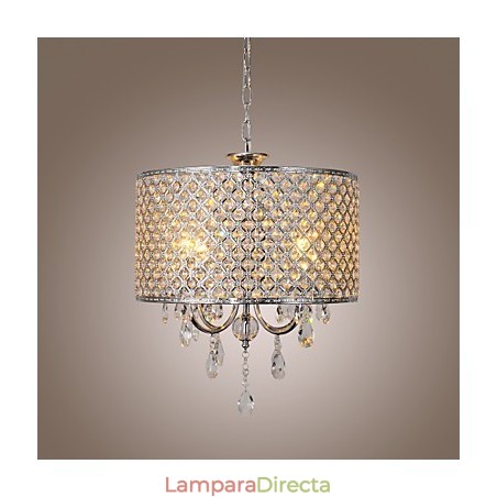 Lámpara colgante moderna de cristal con forma de tambor y 4 luces Lámpara colgante moderna de cristal con forma de tambor y 4 luces