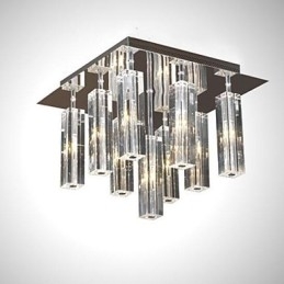 Lámpara de techo moderna contemporánea de metal cromado y cristal