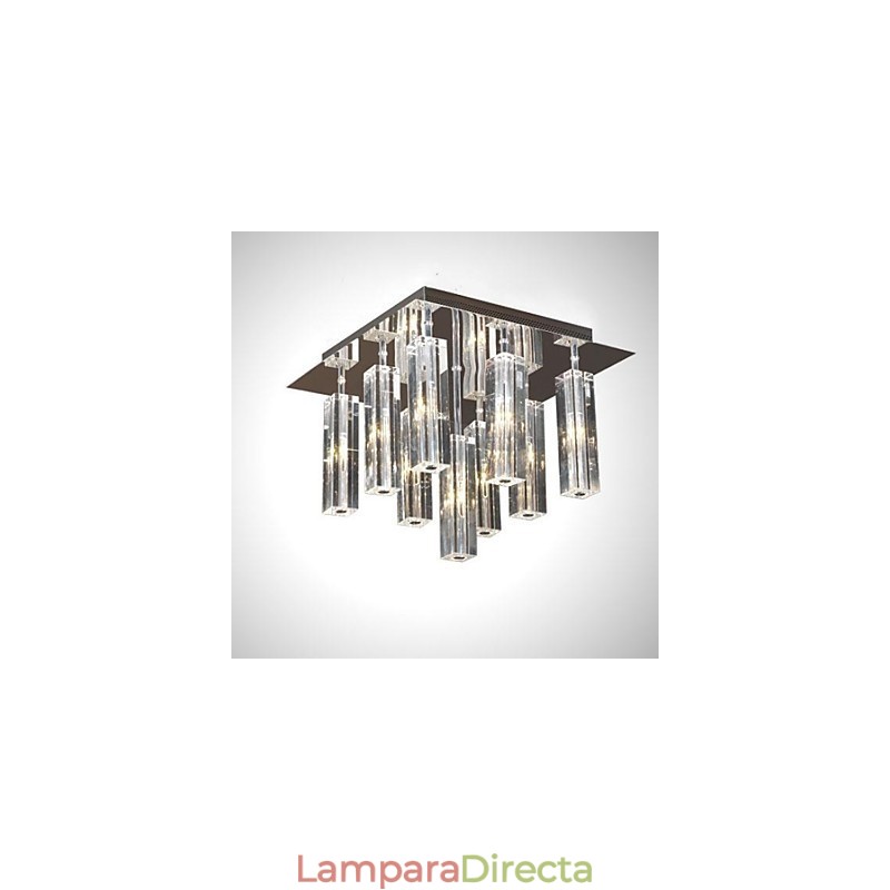 Lámpara de techo moderna contemporánea de metal cromado y cristal