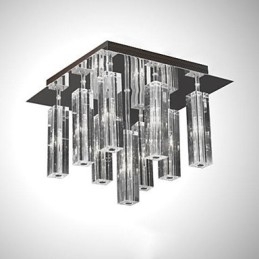 Lámpara de techo moderna contemporánea de metal cromado y cristal