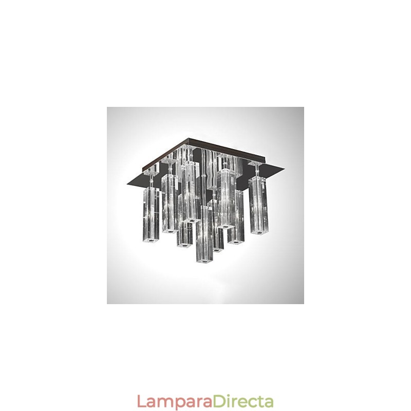 Lámpara de techo moderna contemporánea de metal cromado y cristal