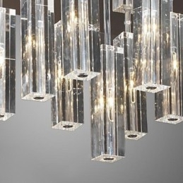 Lámpara de techo moderna contemporánea de metal cromado y cristal