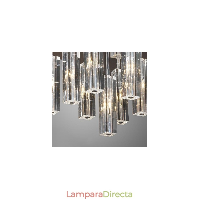 Lámpara de techo moderna contemporánea de metal cromado y cristal