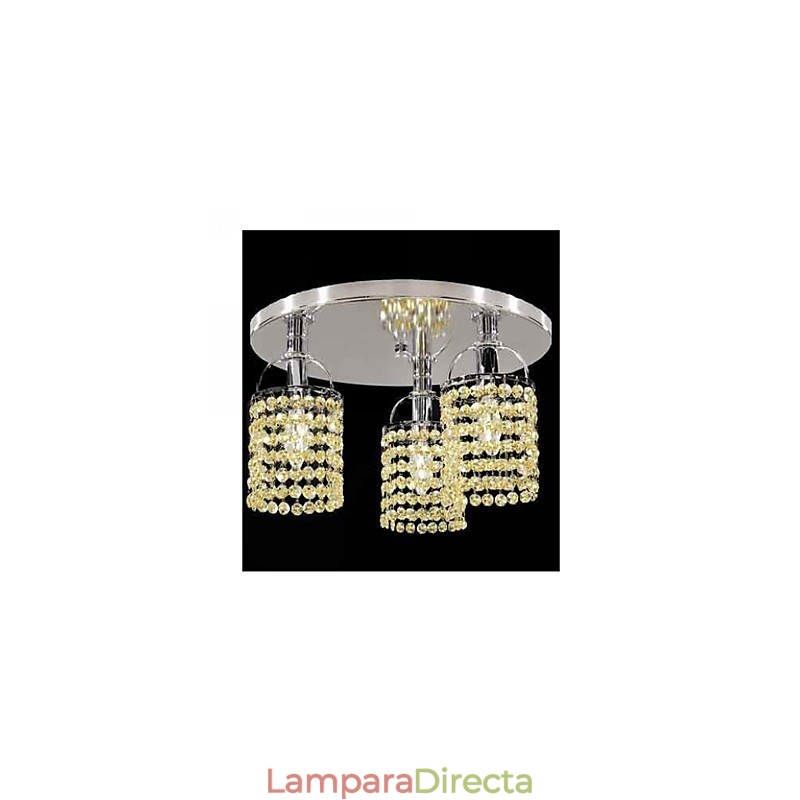 Lámpara de araña moderna contemporánea de metal galvanizado con cristal y montaje empotrado