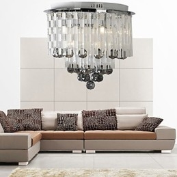 Lámpara de cristal semiempotrada con 8 luces