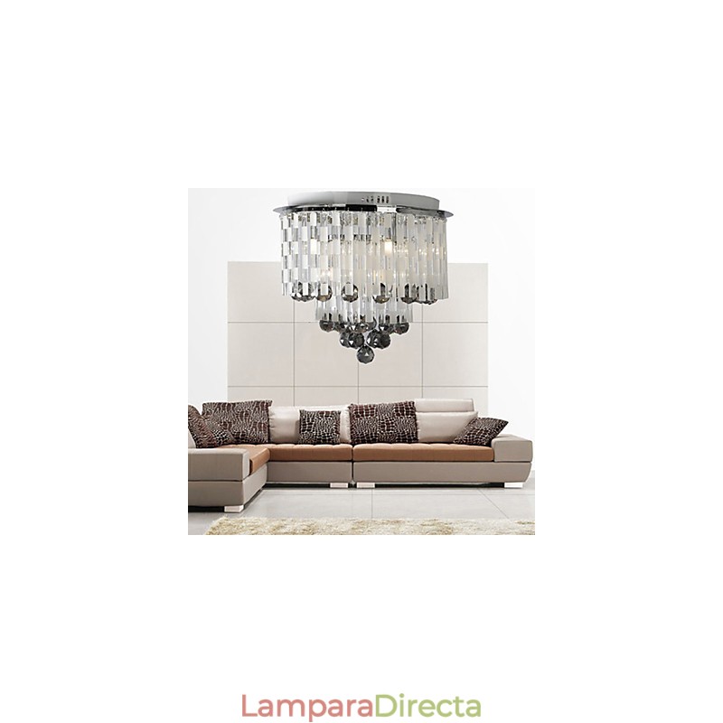 Lámpara de cristal semiempotrada con 8 luces