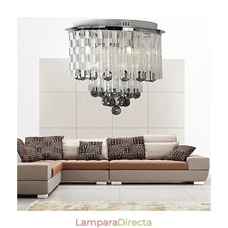 Lámpara de cristal semiempotrada con 8 luces Lámpara de cristal semiempotrada con 8 luces