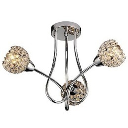 Lámpara de techo moderna y brillante de 3 luces con diseño de cristal