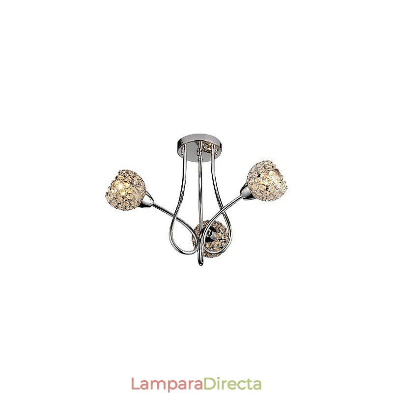 Lámpara de techo moderna y brillante de 3 luces con diseño de cristal