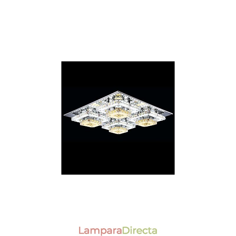 Lámpara de techo moderna contemporánea de metal cromado y cristal