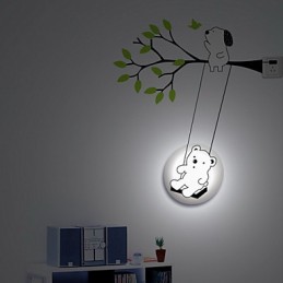 Lámpara de pared de plástico resistente a altas temperaturas Little Bear, luz y papel tapiz 3D creativo.